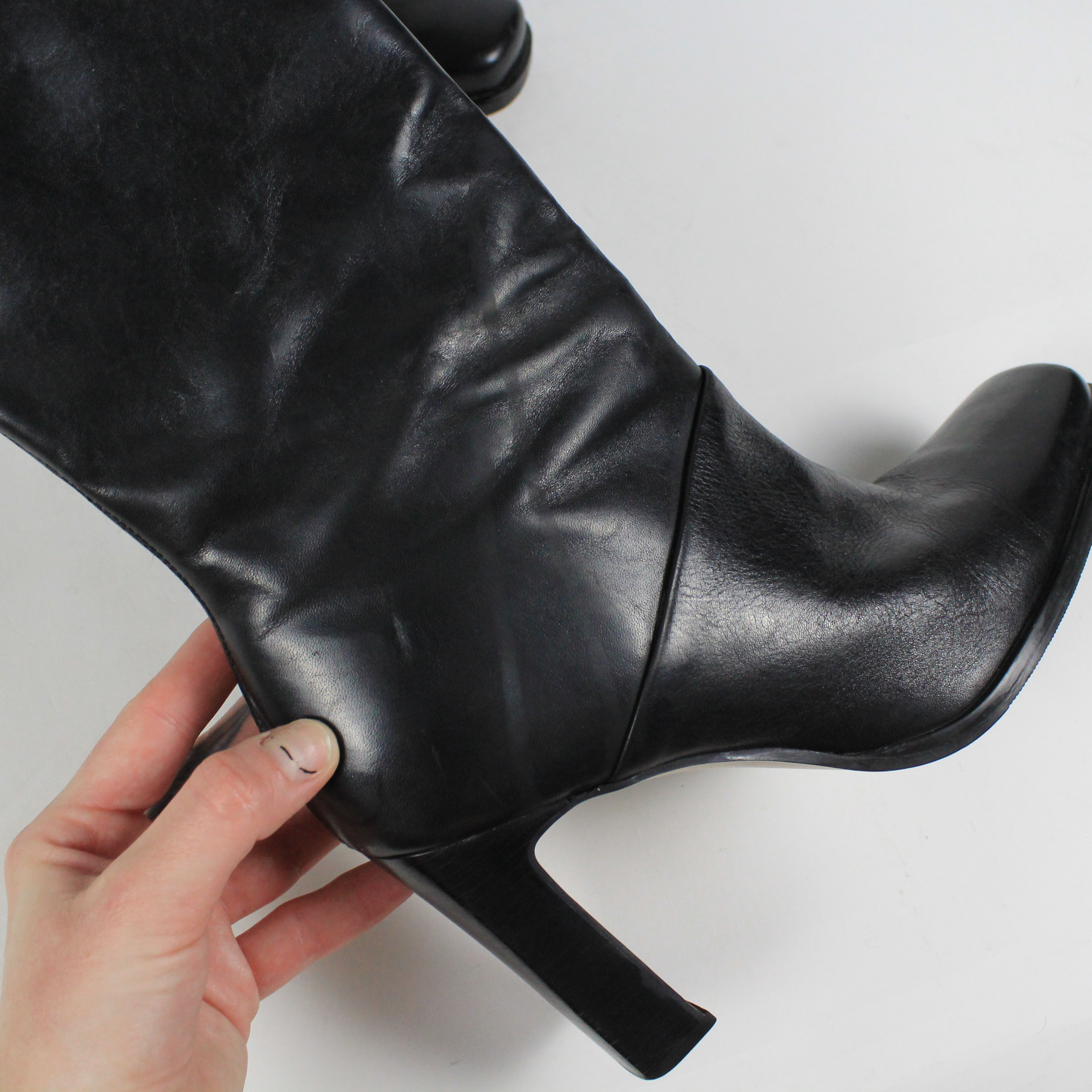 90s Black Leather Boots (US 9.5)