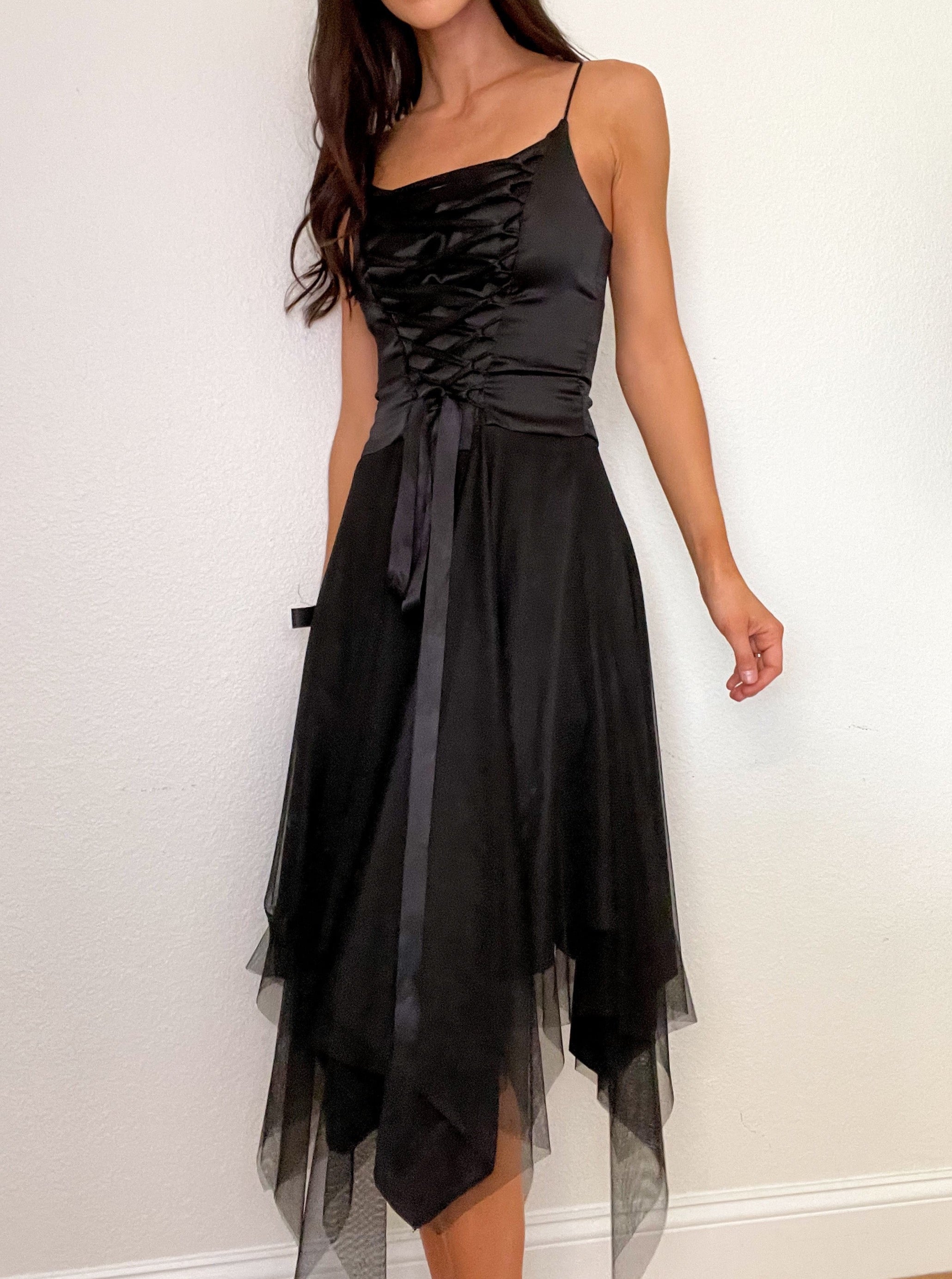 Black Fairy Corset Midi Dress (S)