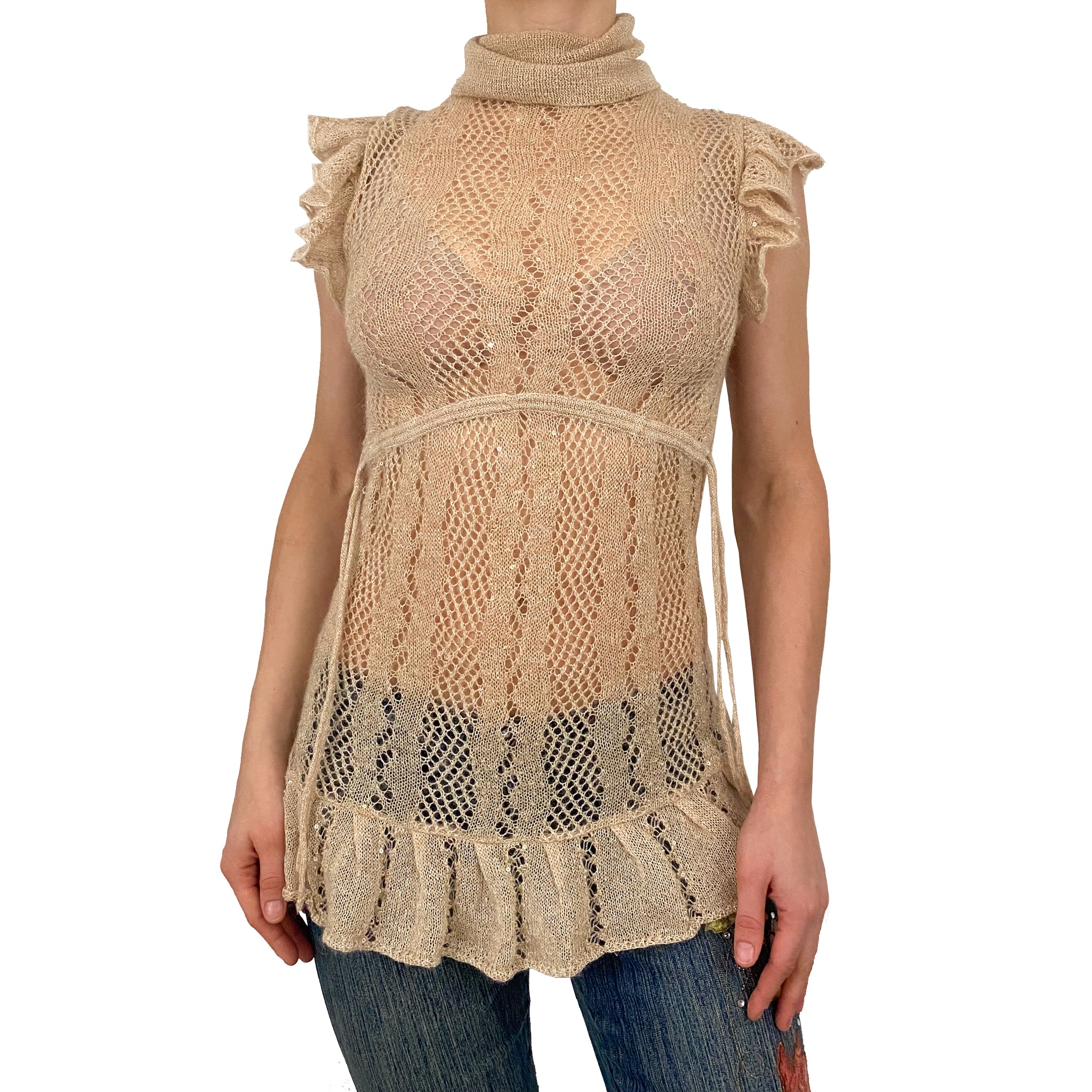 Open Knit Flutter Top (XS)