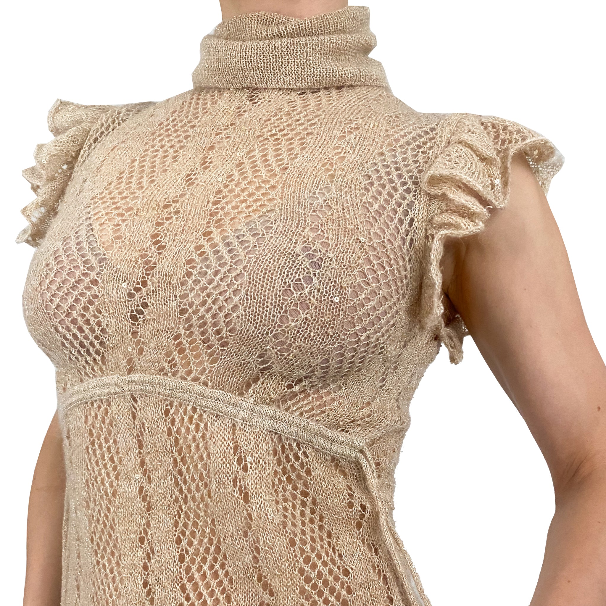Open Knit Flutter Top (XS)