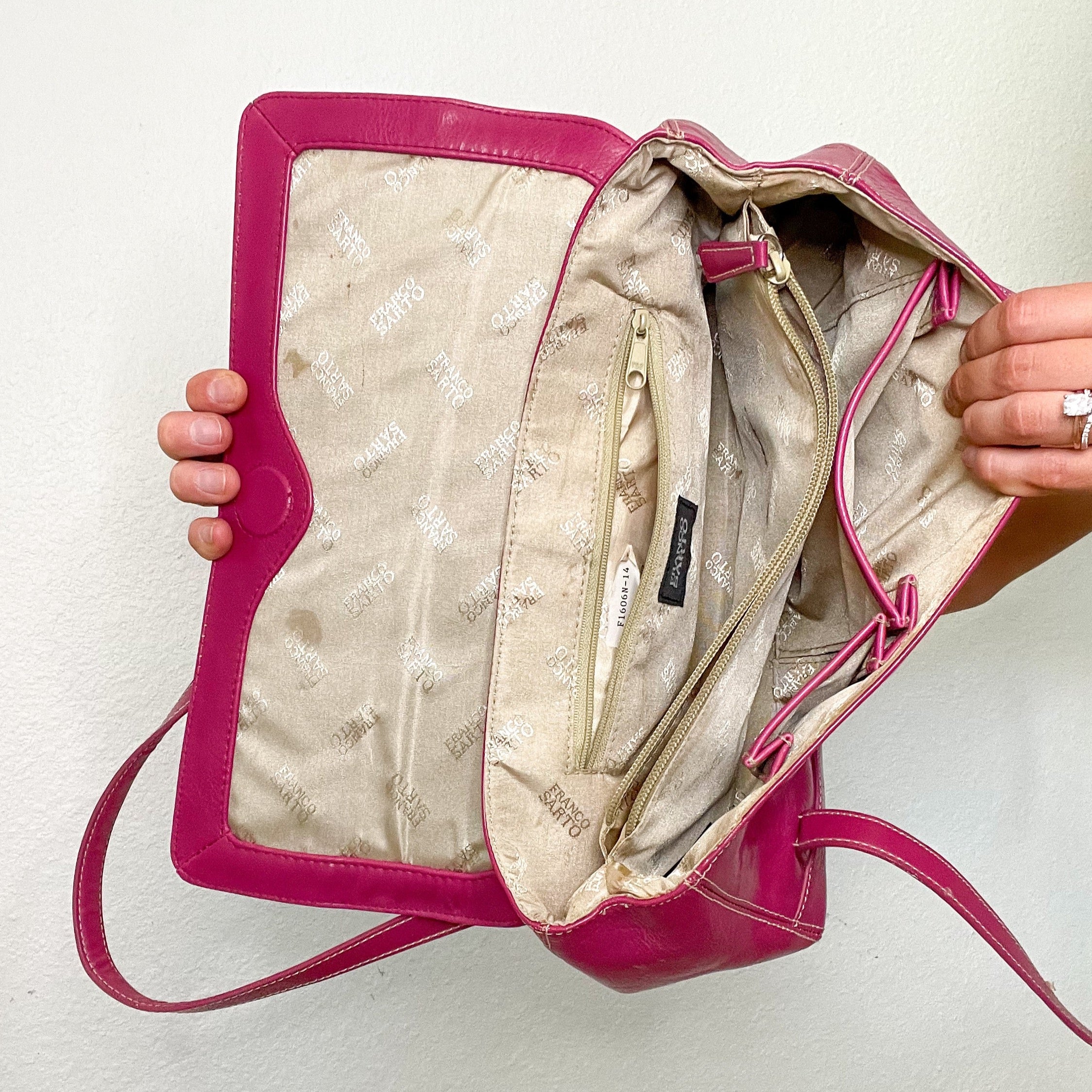 Hot Pink Leather Y2K Shoulder Bag