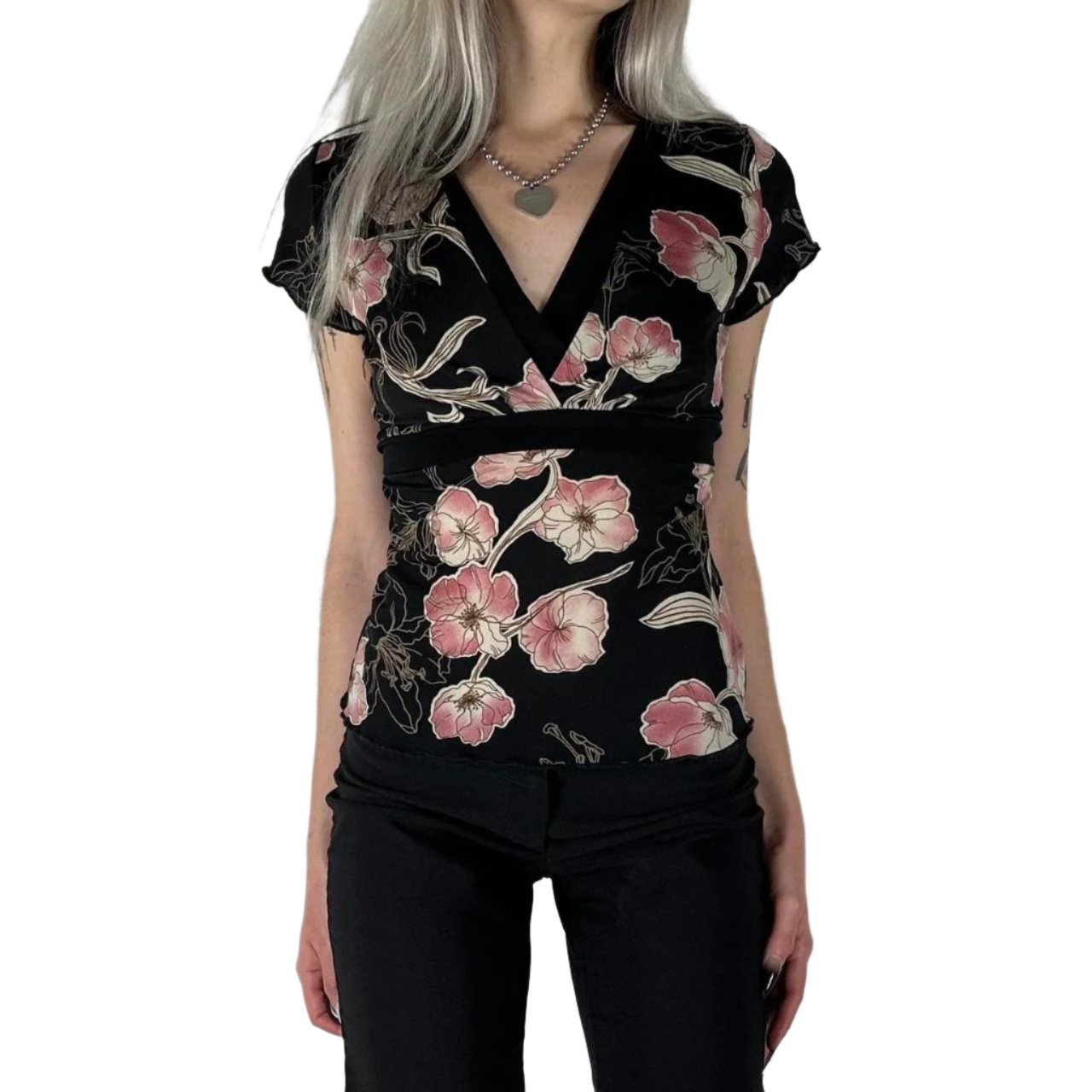 Y2K Floral Mesh Top (S)