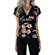 Y2K Floral Mesh Top (S)