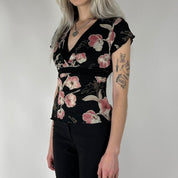 Y2K Floral Mesh Top (S)