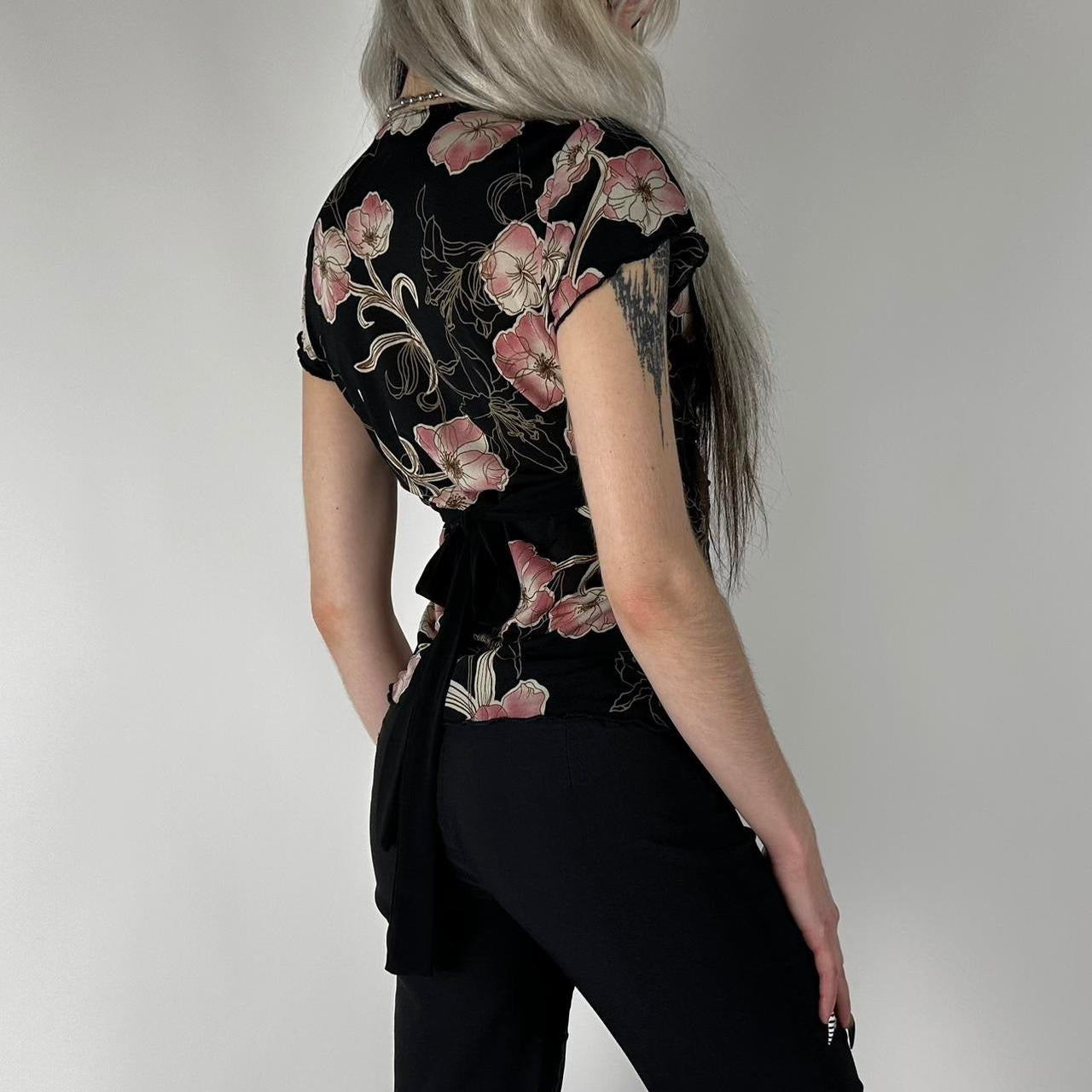 Y2K Floral Mesh Top (S)