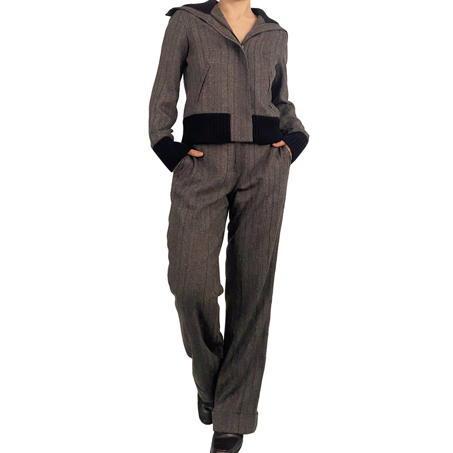 Chocolate Wool Pant Suit (M)