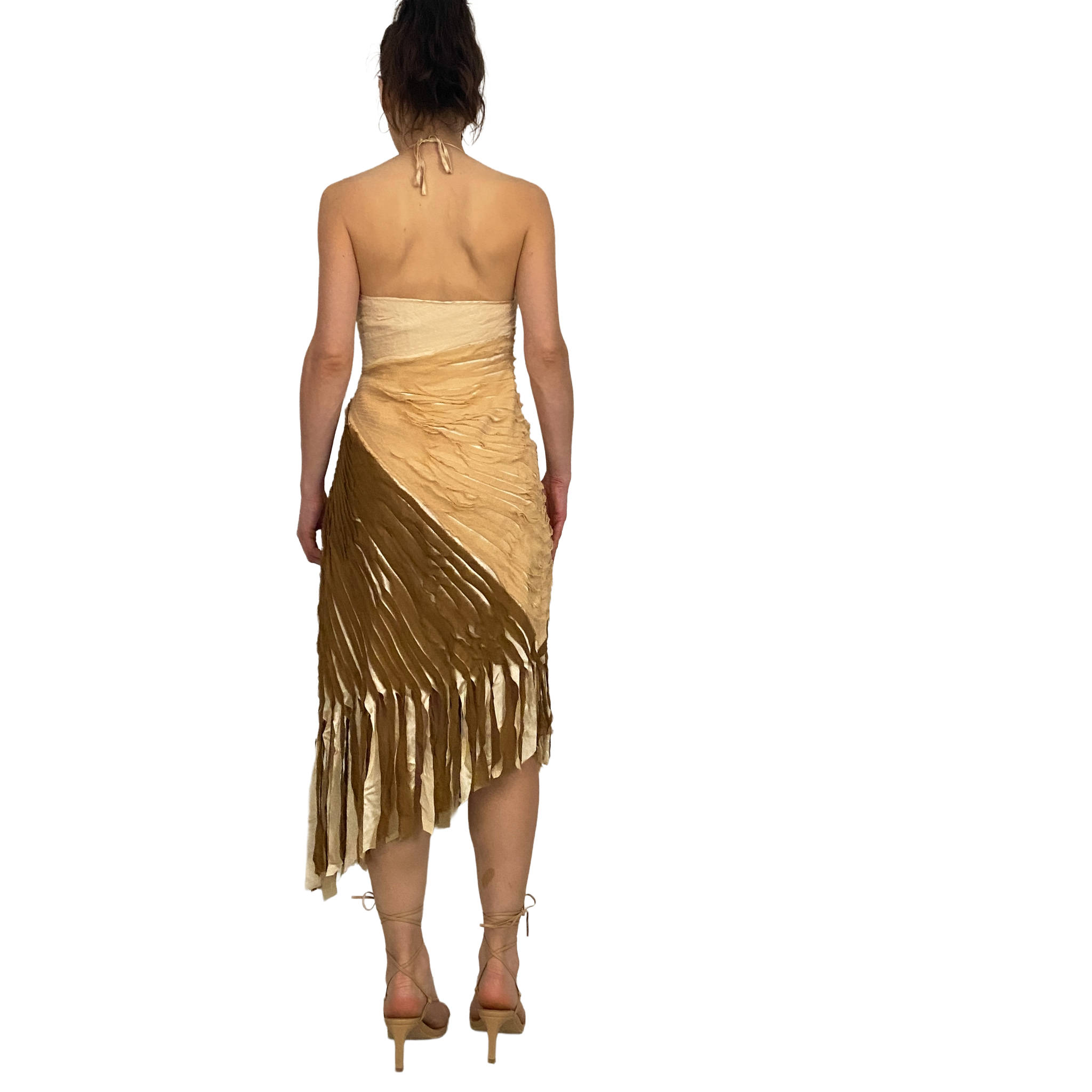 Bebe Silk Fringe Ombre Halter Dress (S/M) Holy Thrift Bebe Silk Fringe Ombre Halter Dress (S/M) Holy Thrift