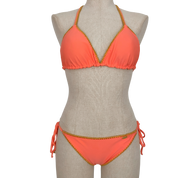 Luli Fama Coral + Gold Scrunch Bikini (L)
