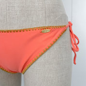 Luli Fama Coral + Gold Scrunch Bikini (L)