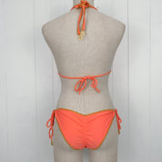 Luli Fama Coral + Gold Scrunch Bikini (L)