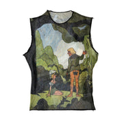 Fateen Graphic Mesh Sleeveless Top (S-M)