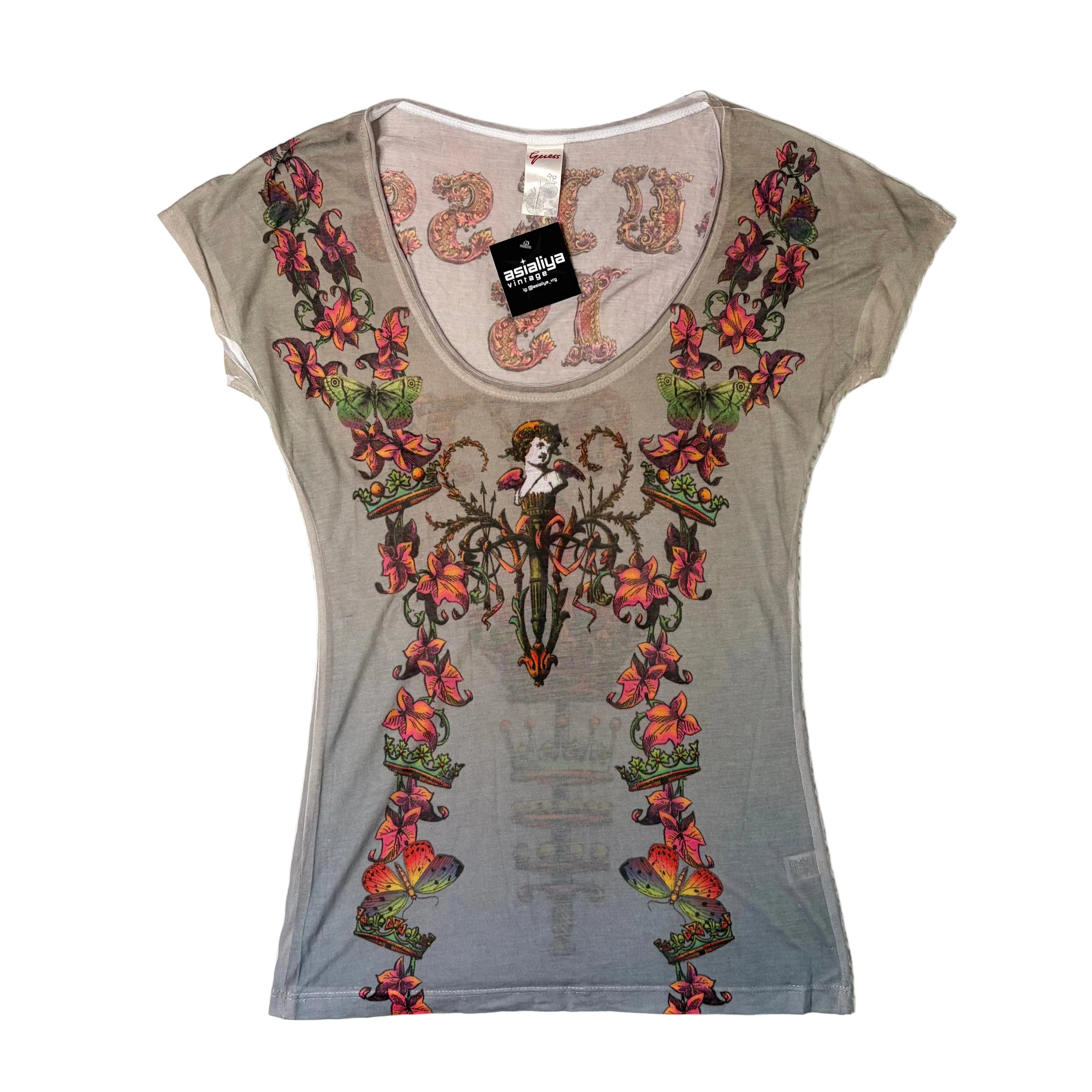 Vintage Guess Semi-Sheer Graphic Top (M)