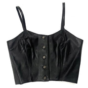 Leather Cropped Tank Top (M)