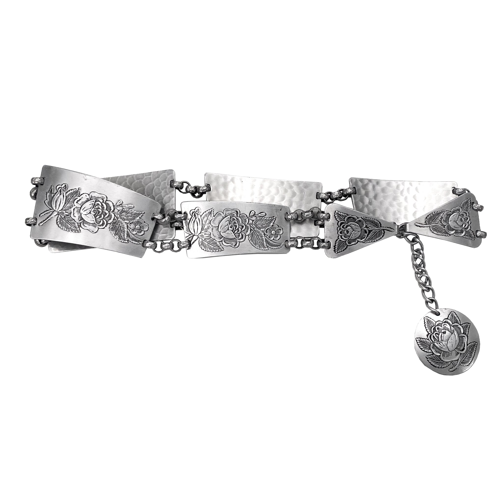 Rose Embossed Silver Belt (XS-M)