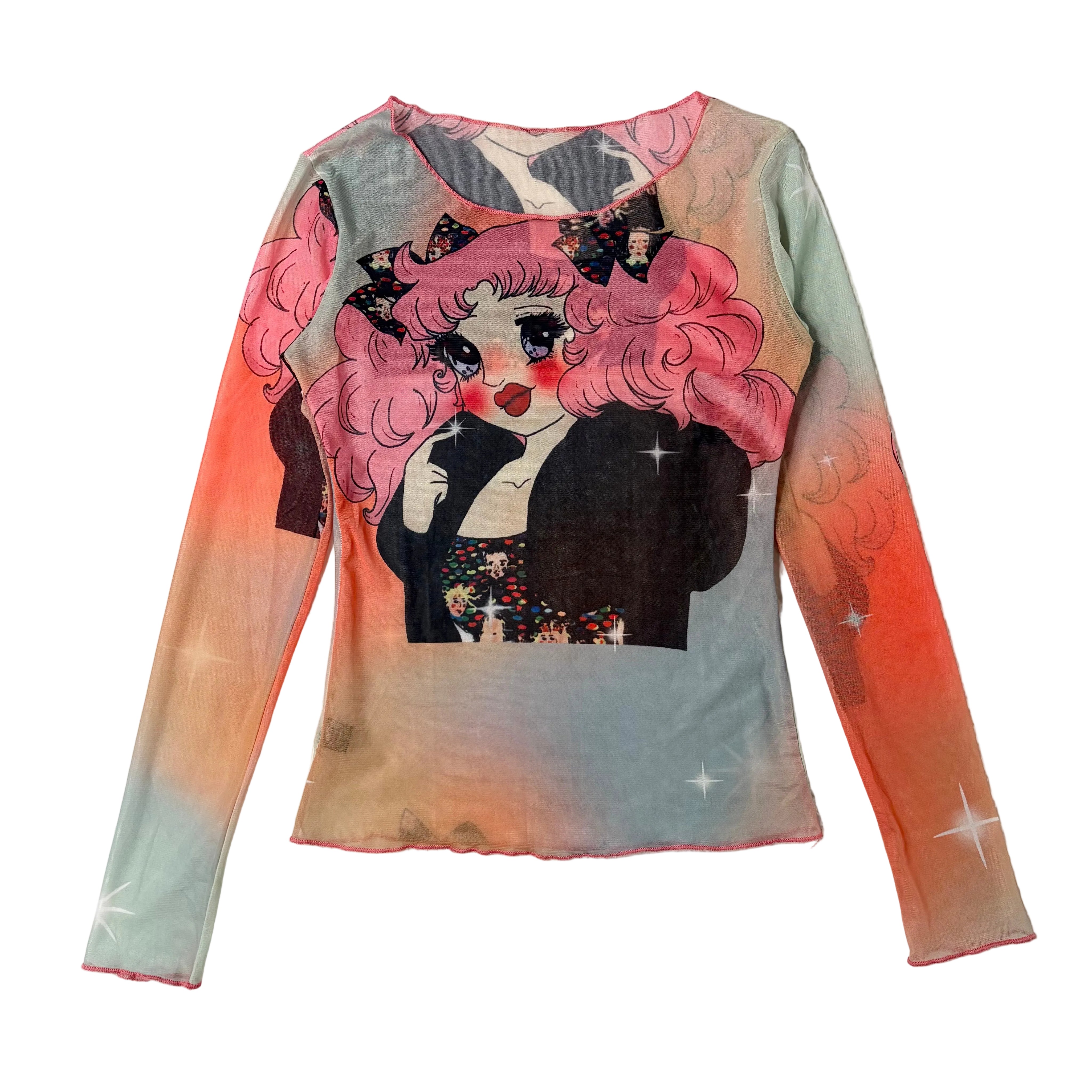Anime Girl Mesh Graphic Long Sleeve (S-M)