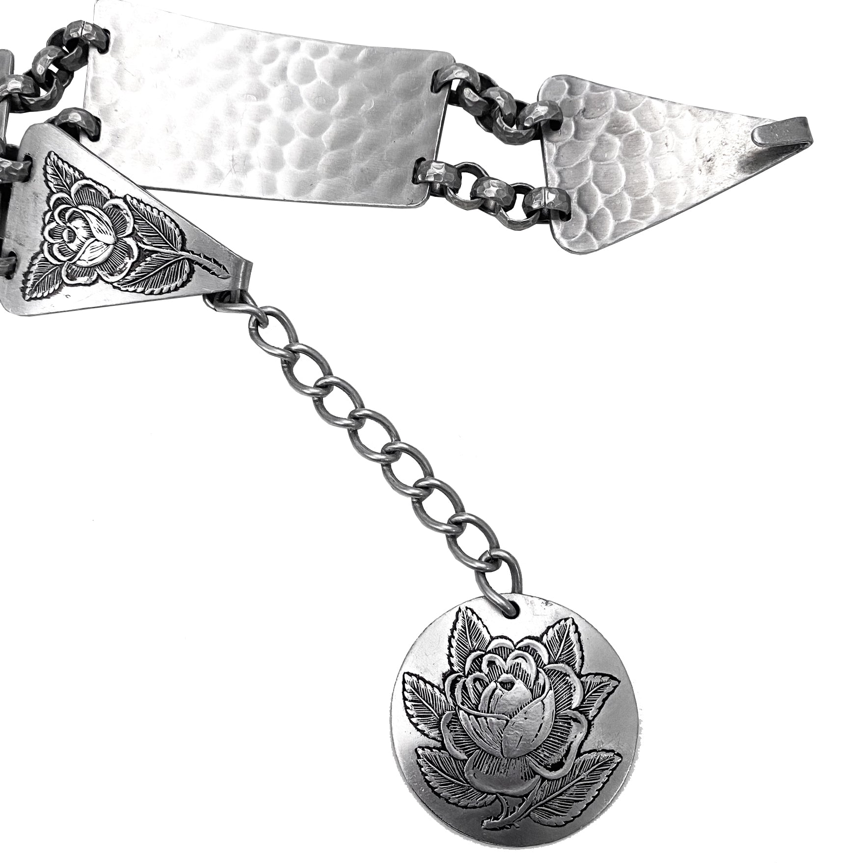 Rose Embossed Silver Belt (XS-M)