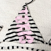 Handmade Studded stripe Bikini Set (S-M)