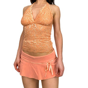 Bebe Peachy Lace Halter Top (M)