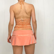 Bebe Peachy Lace Halter Top (M)