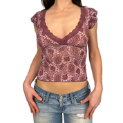Forever 21 Peach Tag Paisley Mesh Top (XS)