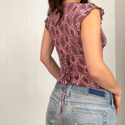 Forever 21 Peach Tag Paisley Mesh Top (XS)