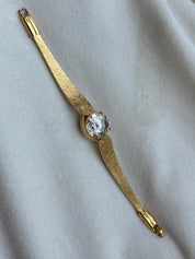 Dainty Vintage Gold Crystal Sheffield Wind Up Watch