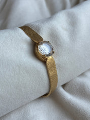 Dainty Vintage Gold Crystal Sheffield Wind Up Watch