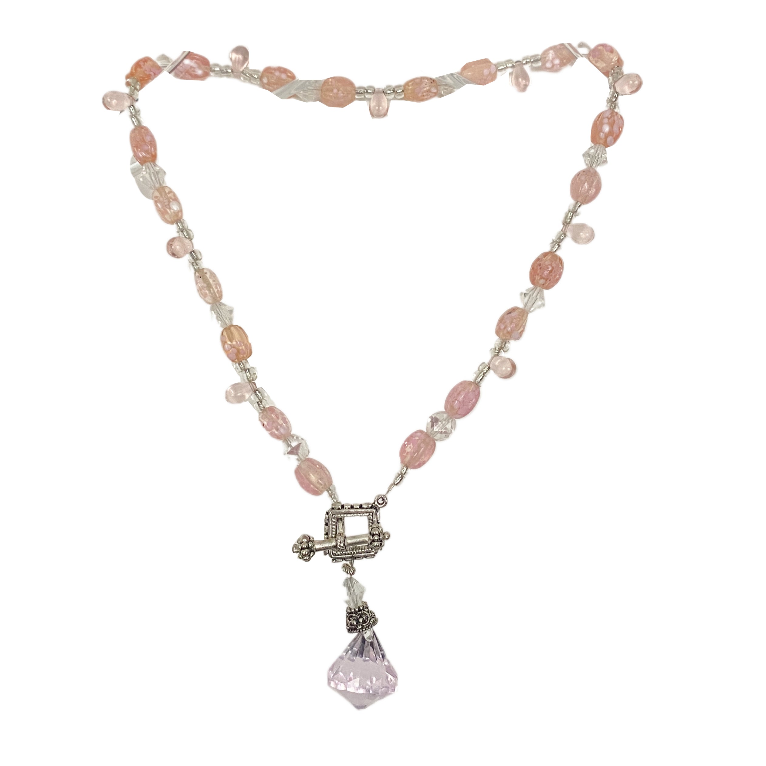Dusty Pink Beaded Toggle Necklace