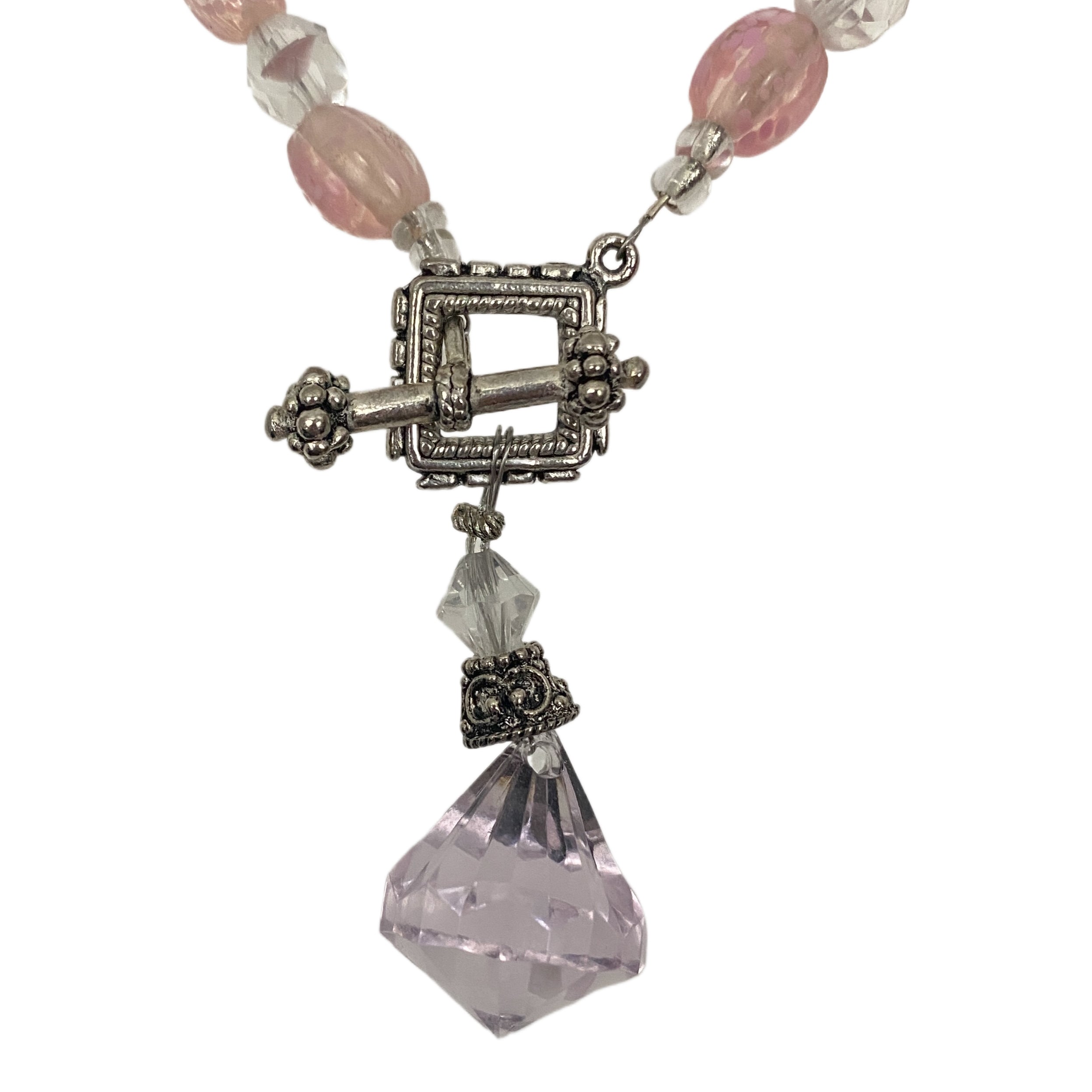 Dusty Pink Beaded Toggle Necklace
