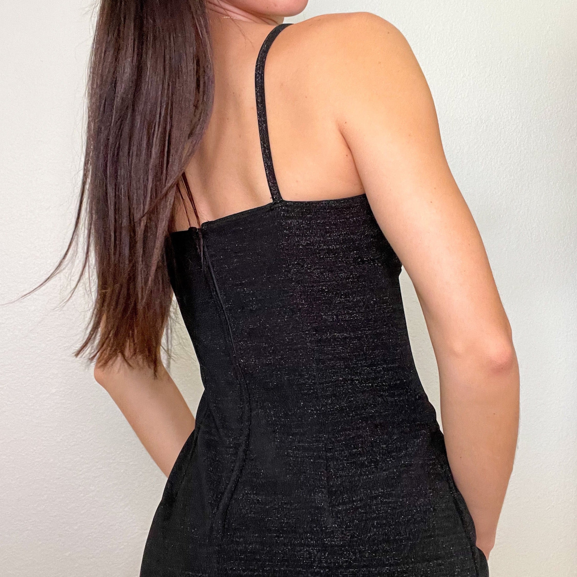 Black Glitter Y2K Mini Dress