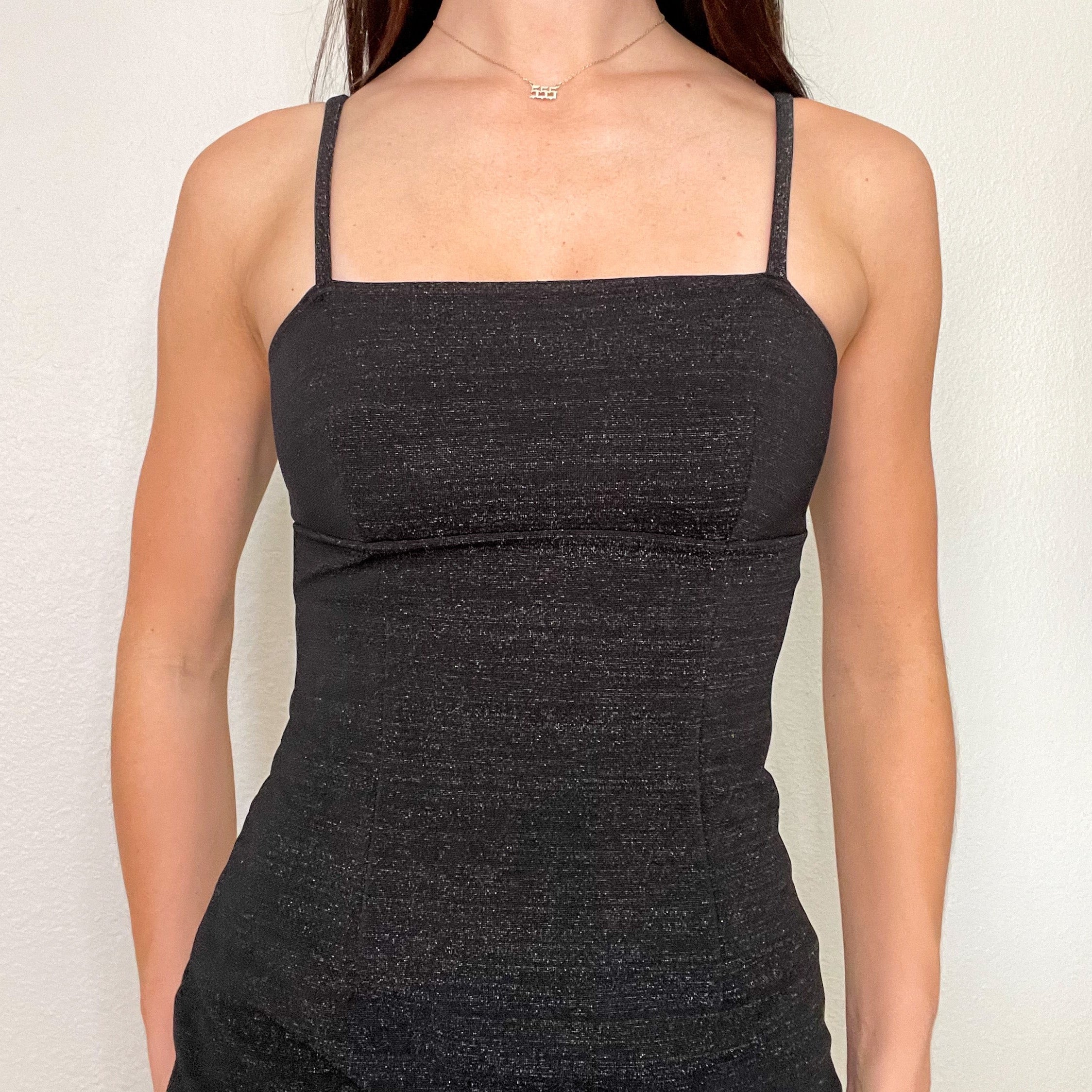 Black Glitter Y2K Mini Dress