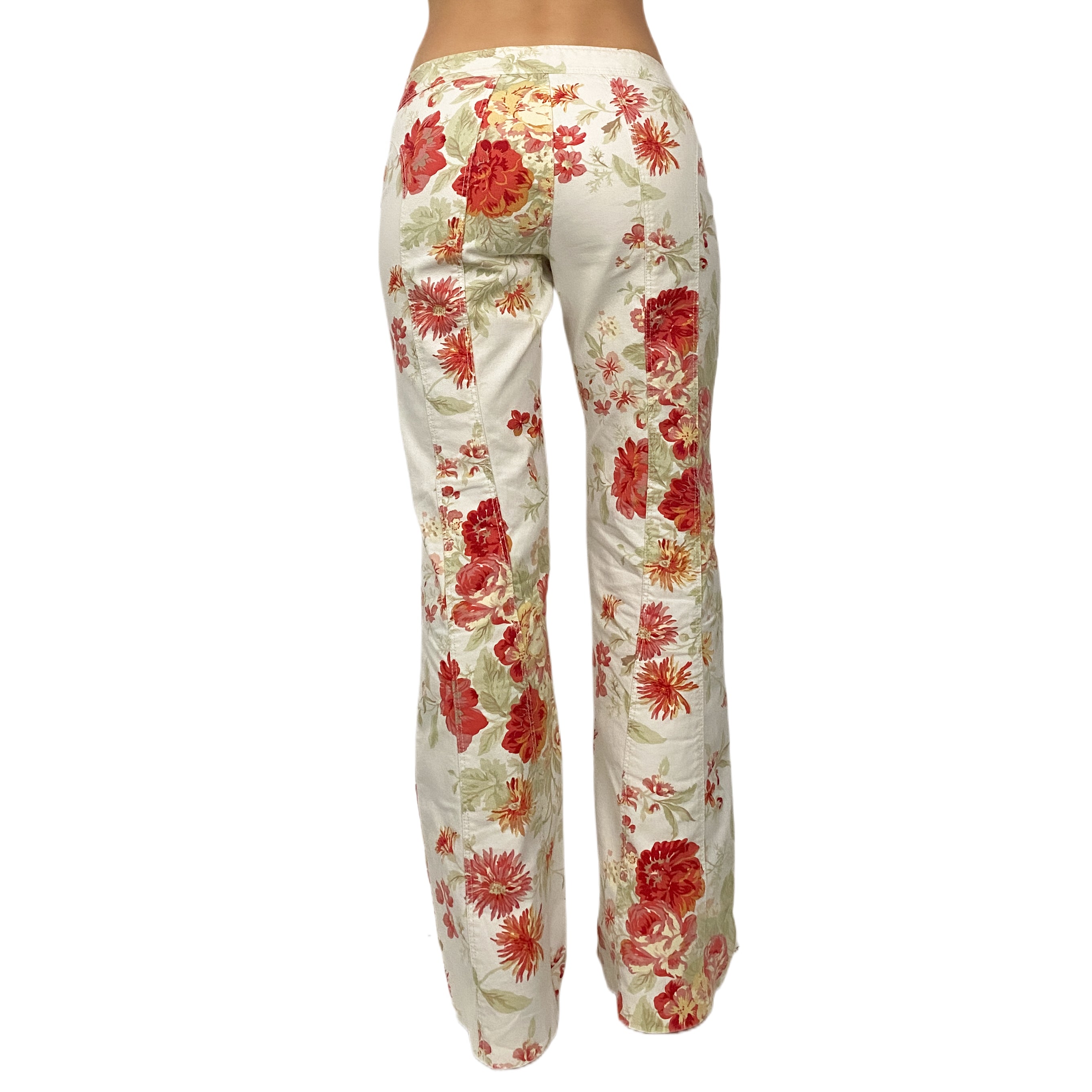 Y2K Floral Lace Up Low Rise Flares (S)