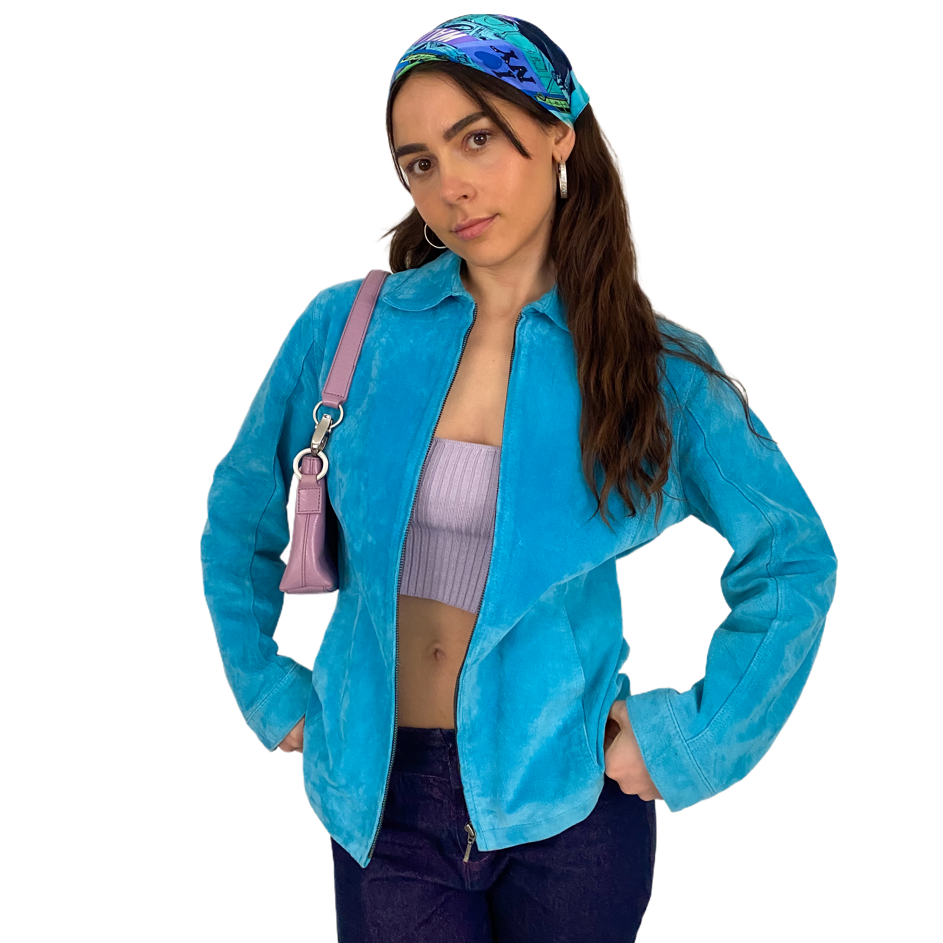 Turquoise Leather Jacket (M)