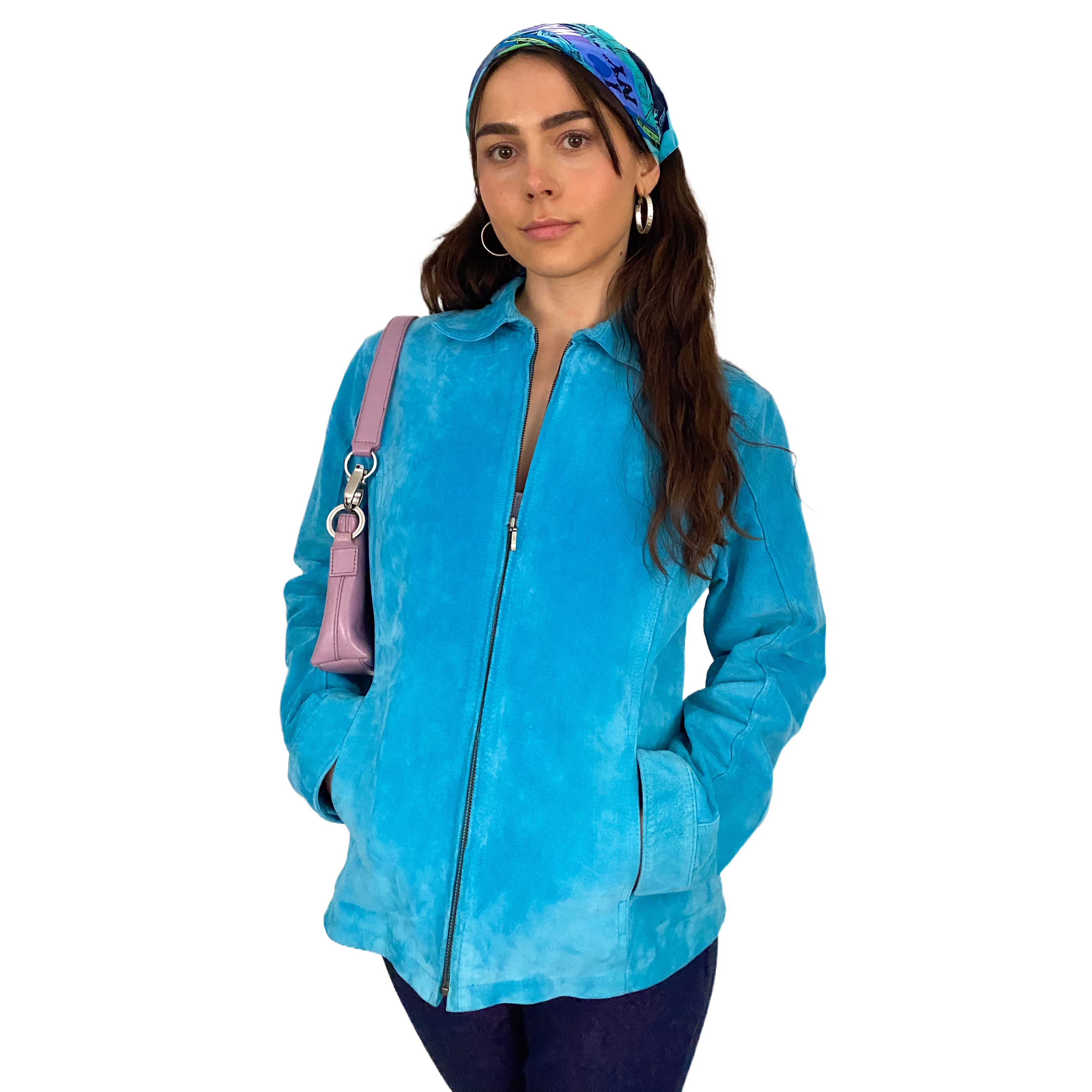 Turquoise Leather Jacket (M)