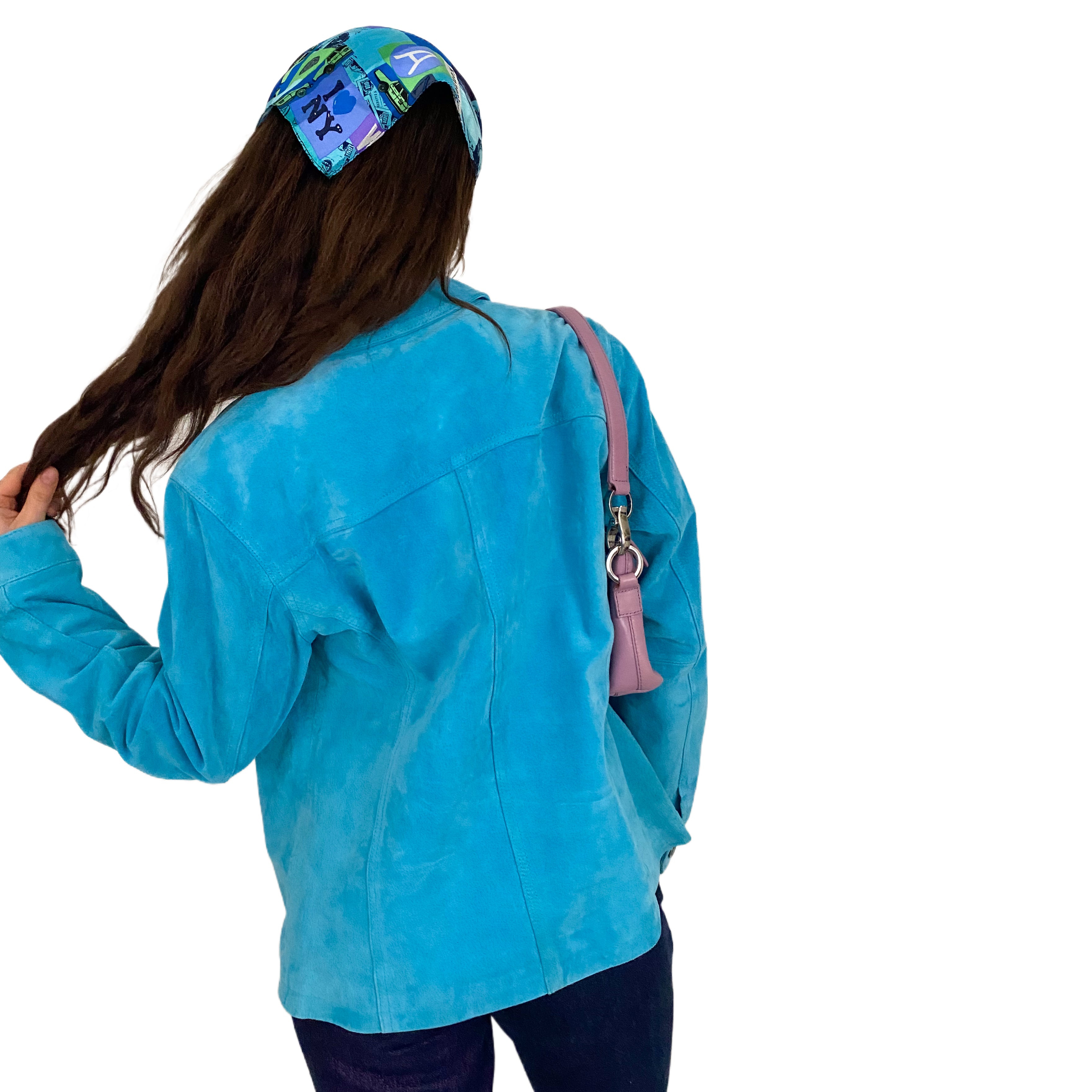 Turquoise Leather Jacket (M)