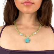 Lime and Turquoise Star Necklace