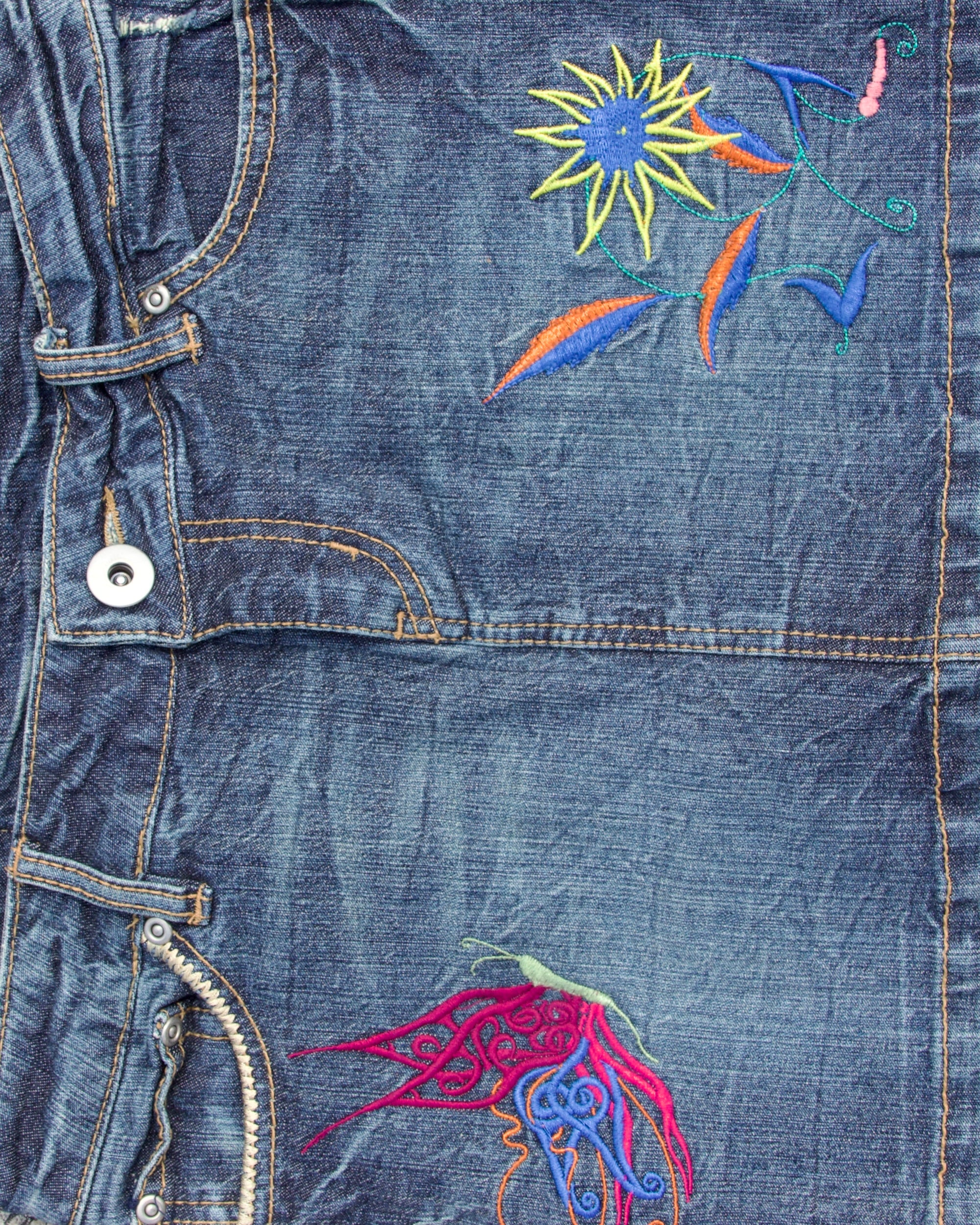 Japanese Denim Butterfly Mini Skirt (S)