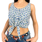 Vintage Floral Tie-Front Top (M)