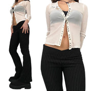 Mesh Snap Front Long Sleeve (S)