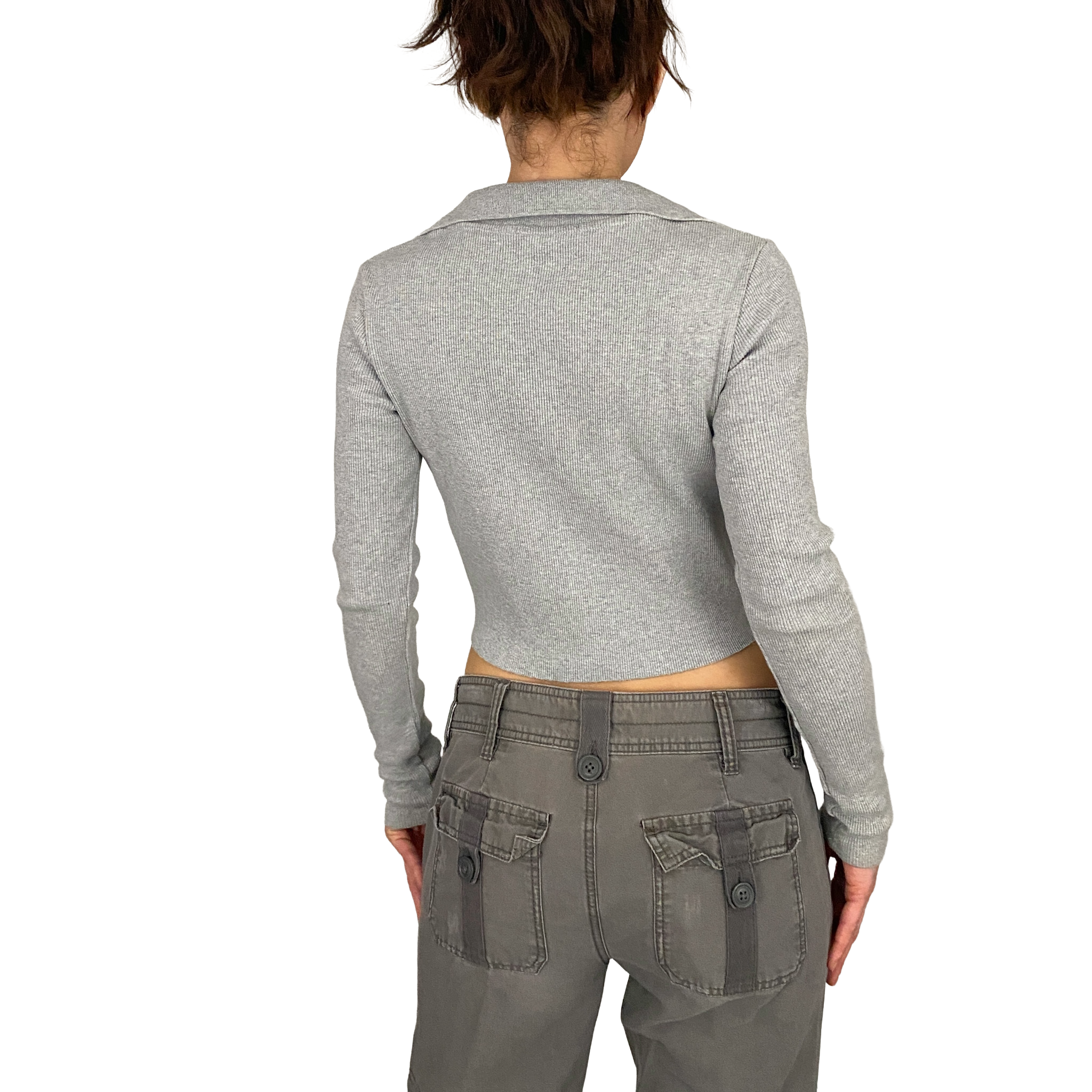 Gray Low Rise Cargo Pants (S/M)