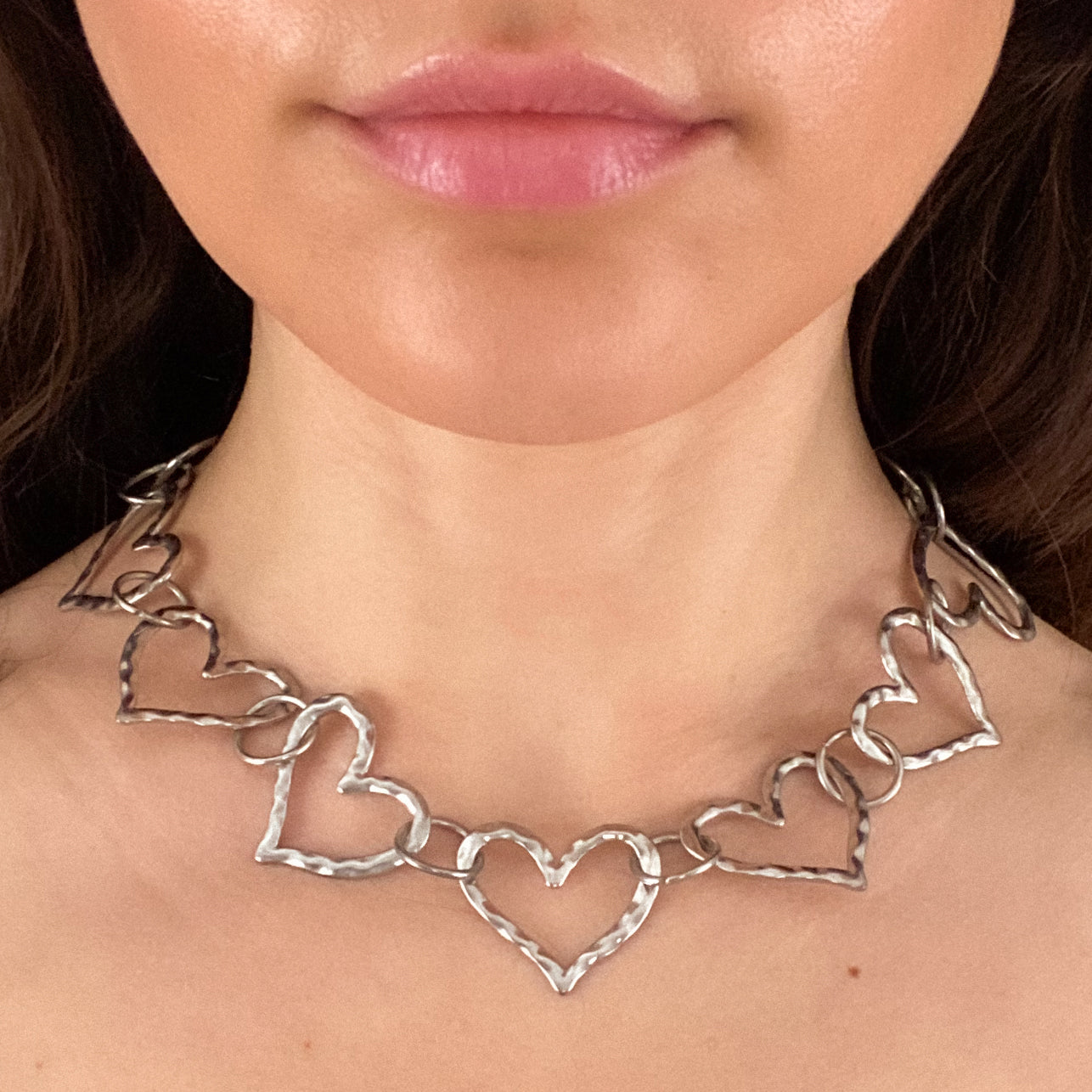 Silver Heart Choker