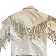 White Leather Western Jacket with Fringe