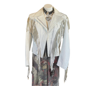 White Leather Western Jacket with Fringe