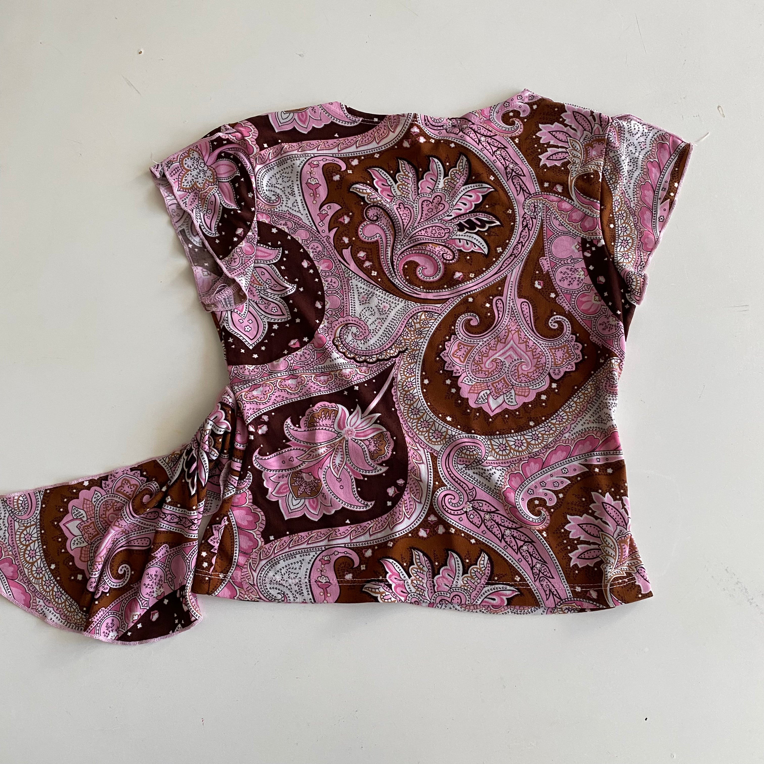 Y2k Slinky Paisley Top (S)