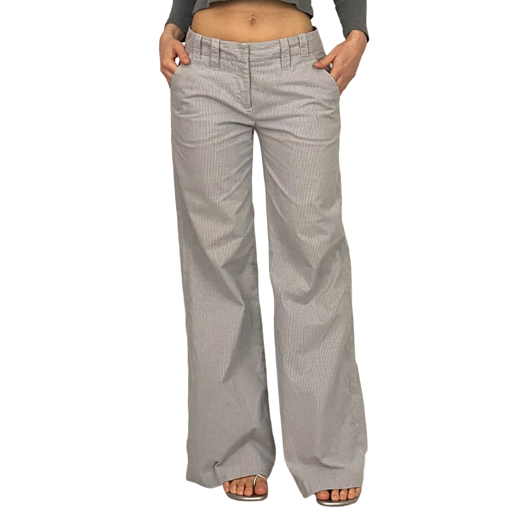 BCBG Flared Pinstripe Mid-Rise Trousers (M)