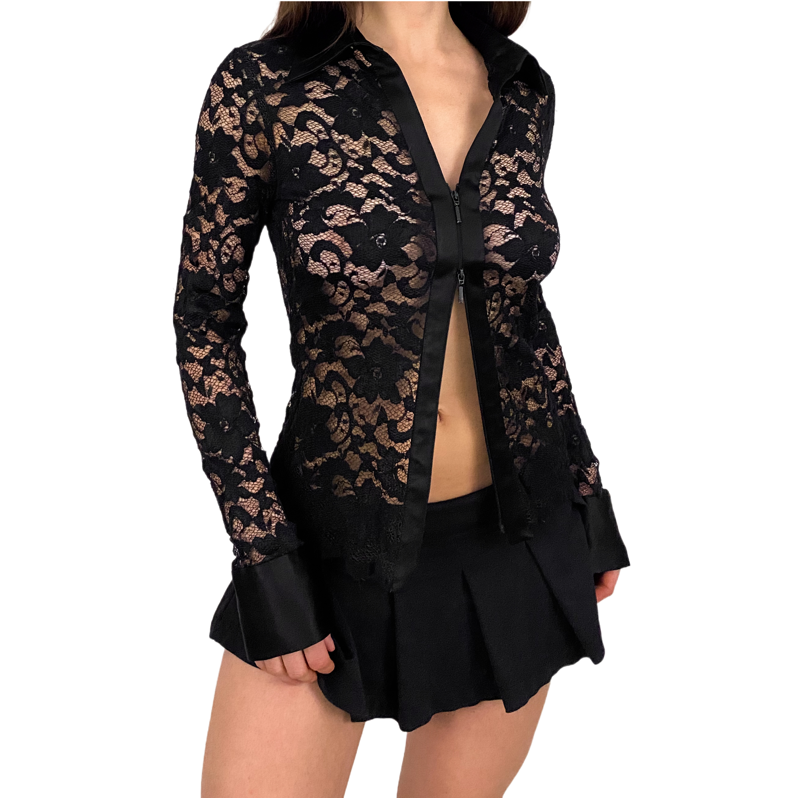 Lace Double Zip Blouse (S)