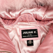 Pink Leather & Fur Bomber Jacket (M)