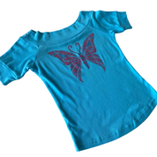 Y2K Butterfly Boat Neck Top (S/M)
