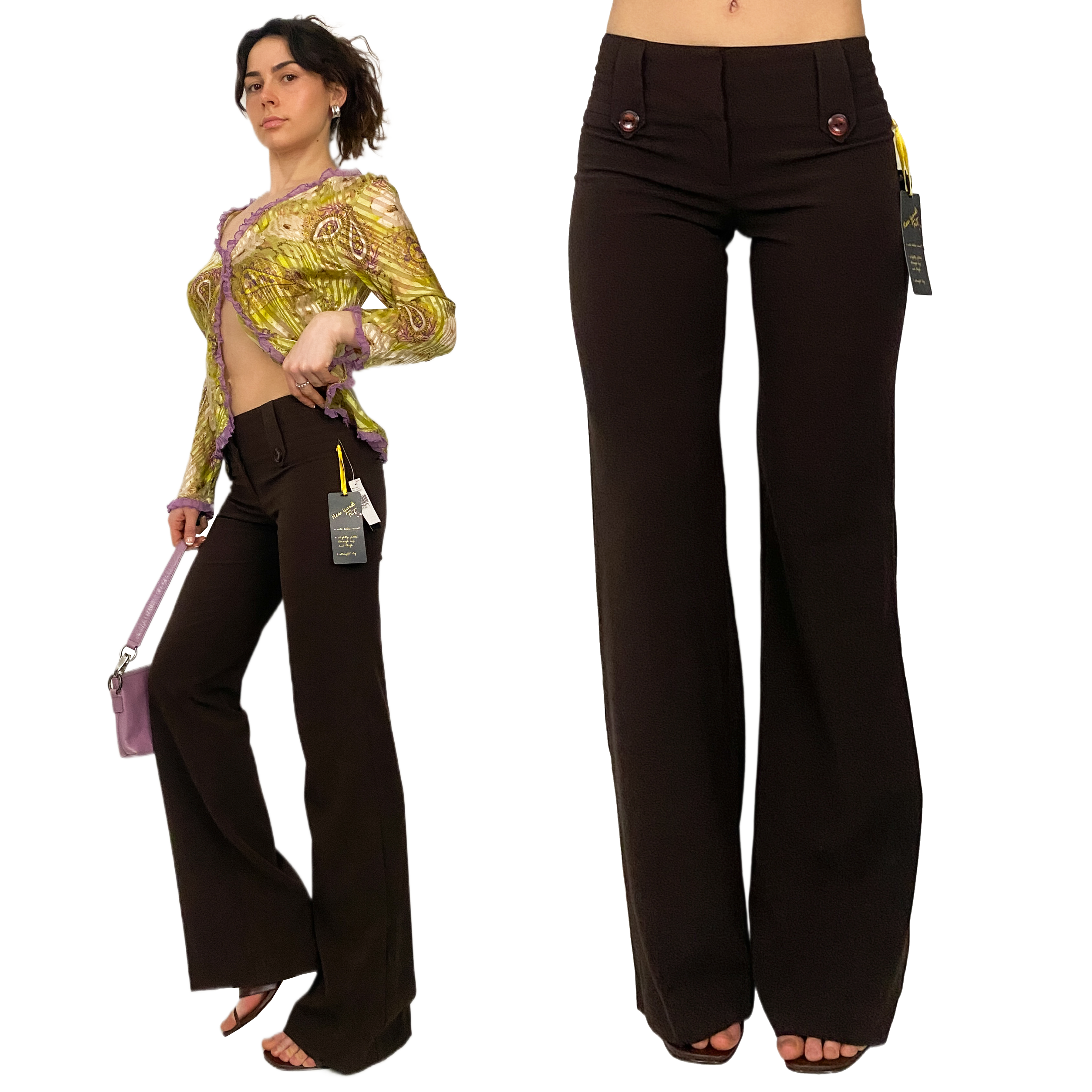 Early 2000's Chocolate Mid-Rise Trousers (XS)