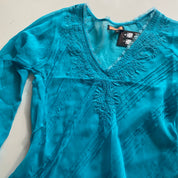 Y2K Semi Sheer Bell Sleeve Top (M/L)